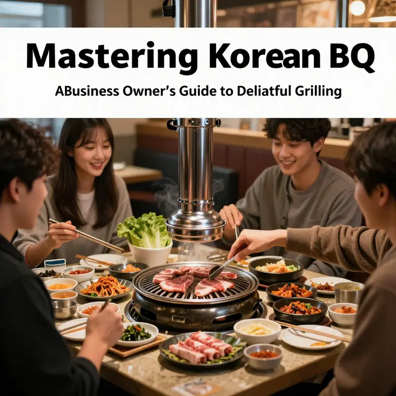 A group of friends enjoying a Korean BBQ meal, highlighting the communal dining experience.