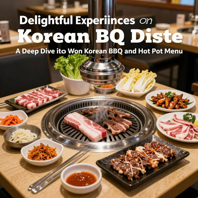 An enticing array of Korean BBQ dishes, showcasing fresh meats and a selection of side dishes.