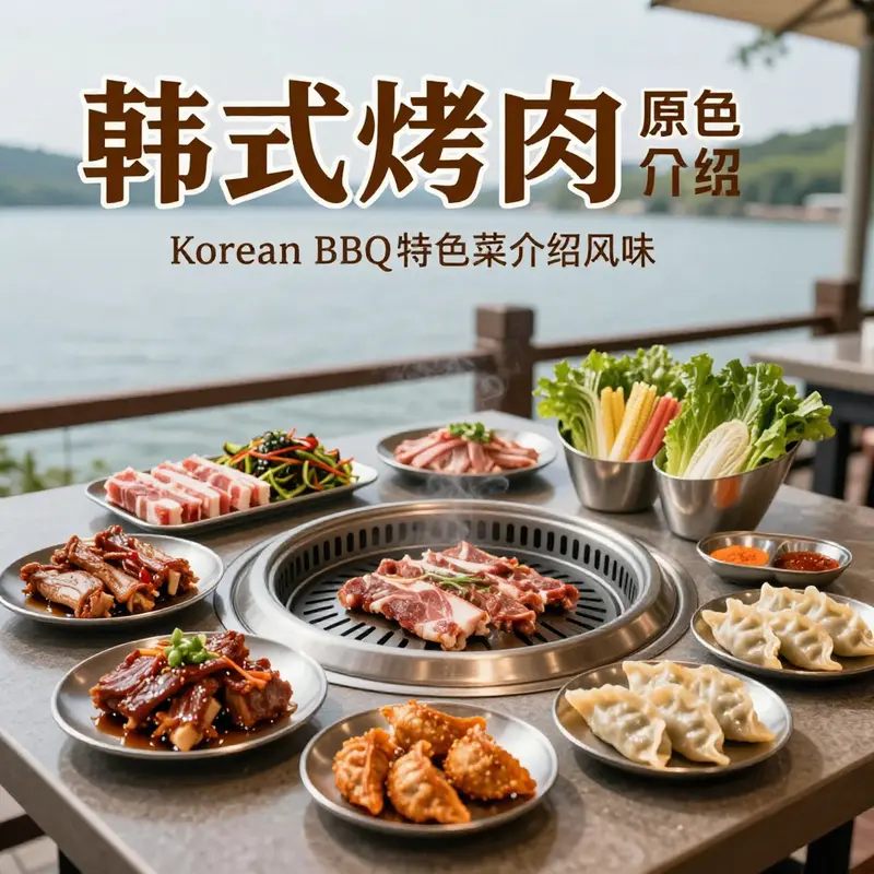 An enticing spread of Korean BBQ dishes ready to be enjoyed lakeside.