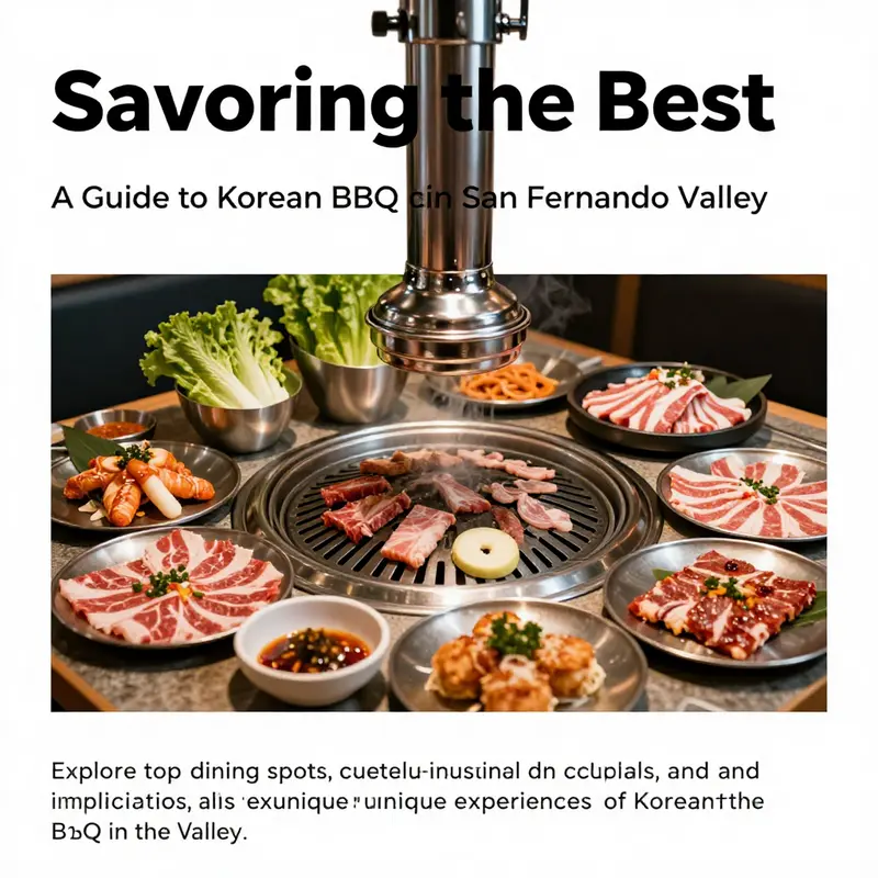 An enticing arrangement of Korean BBQ dishes including grilled meats and side dishes on a restaurant table.