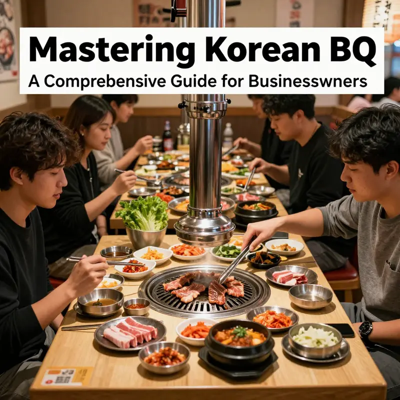 Diners enjoying a traditional Korean BBQ meal, surrounded by grilled meats and colorful side dishes, highlighting the communal nature of the cuisine.