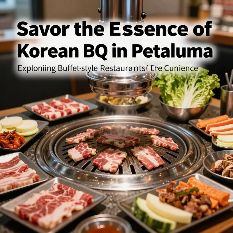 Grill filled with marinated meats and colorful vegetables ready for cooking at a Korean BBQ restaurant, representing the essence of the cuisine.