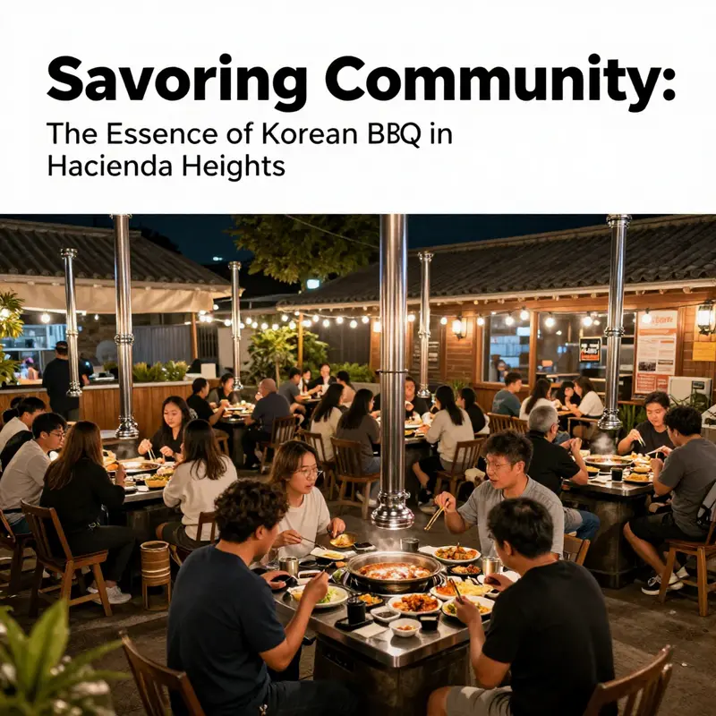 A panoramic view of diners enjoying Korean BBQ in an outdoor setting in Hacienda Heights.