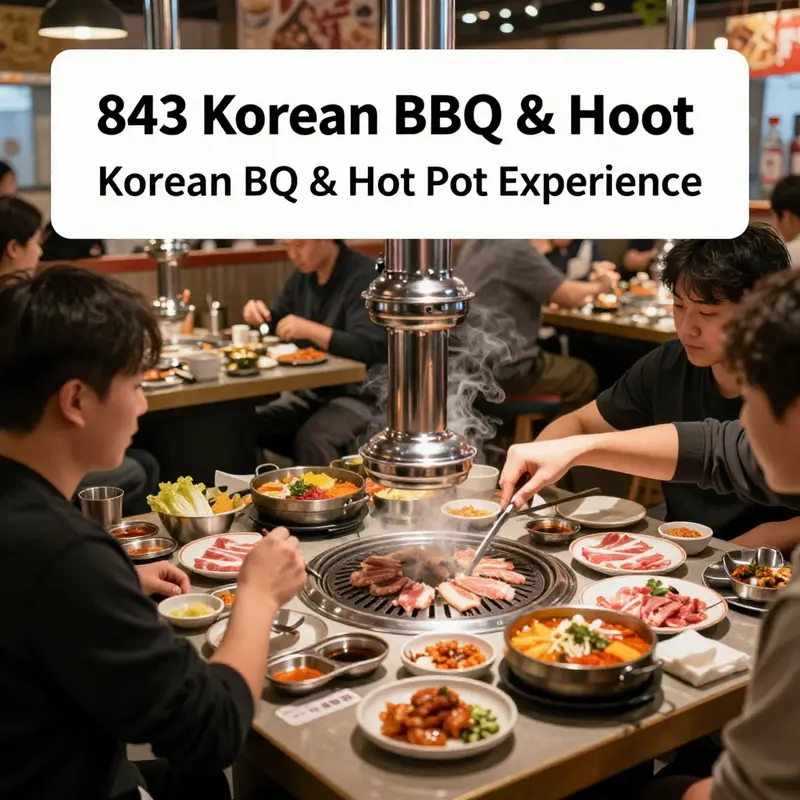 Guests enjoy an interactive dining experience, grilling meats and sharing hot pots at 843 Korean BBQ & Hot Pot.