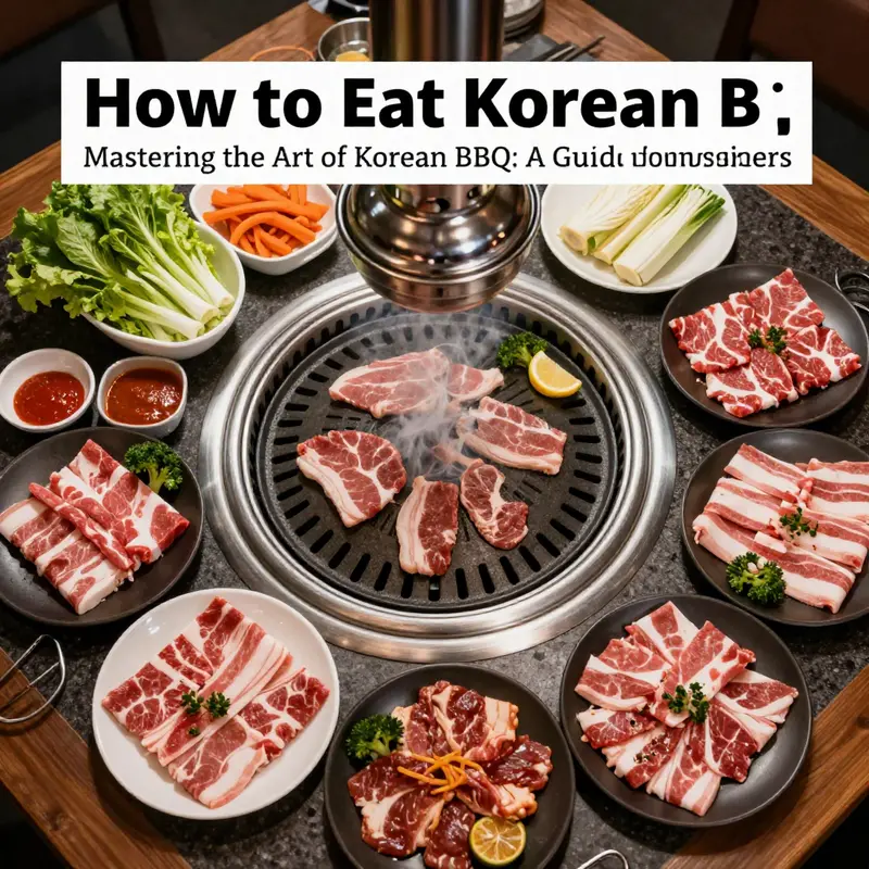 A well-prepared Korean BBQ setup showcasing meats, vegetables, and sauces ready for grilling.
