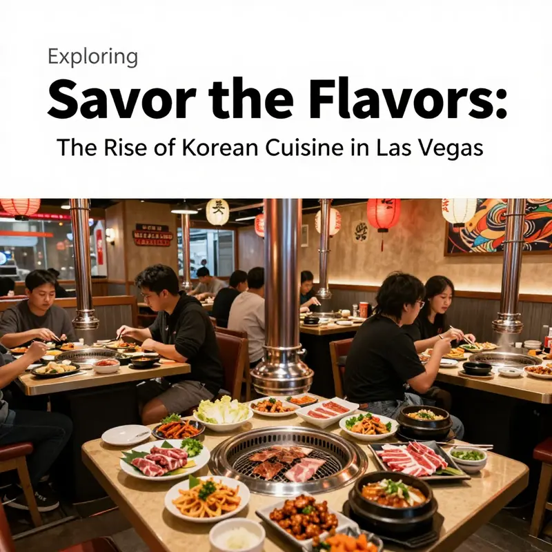 Diners enjoying the vibrant atmosphere of a Korean barbecue restaurant in Las Vegas.