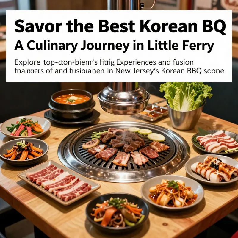 A beautiful arrangement of Korean BBQ dishes highlighting grilled meats and side dishes.