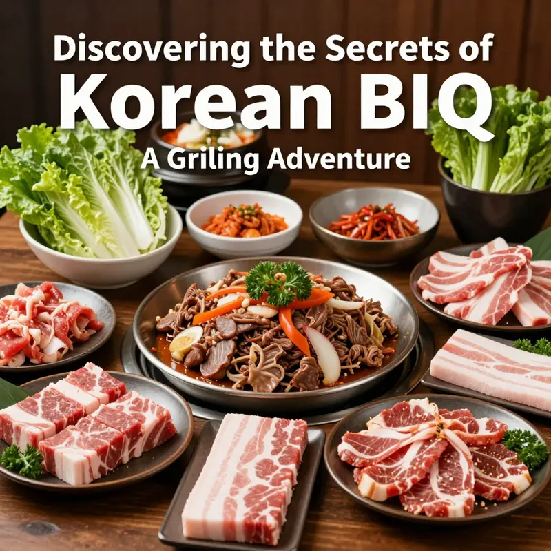 A selection of beautifully marinated meats ready for grilling, showcasing the essential components of Korean BBQ.