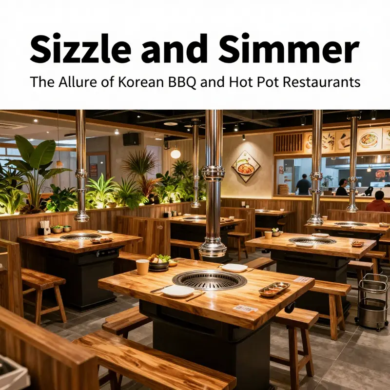 A modern yet authentic interior showcasing the unique design appeal of Korean BBQ establishments.