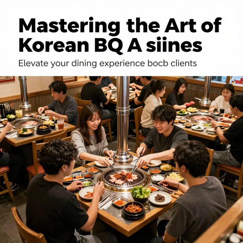 A lively Korean BBQ restaurant filled with people grilling food, enjoying their dining experience together.