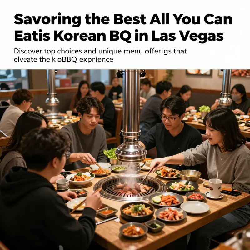 A busy Korean BBQ restaurant bustling with diners enjoying an all-you-can-eat meal in a cozy environment.