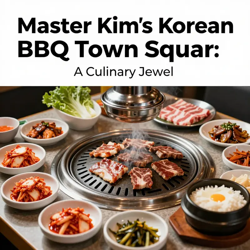 The inviting exterior of Master Kim’s Korean BBQ, a must-visit in Town Square.