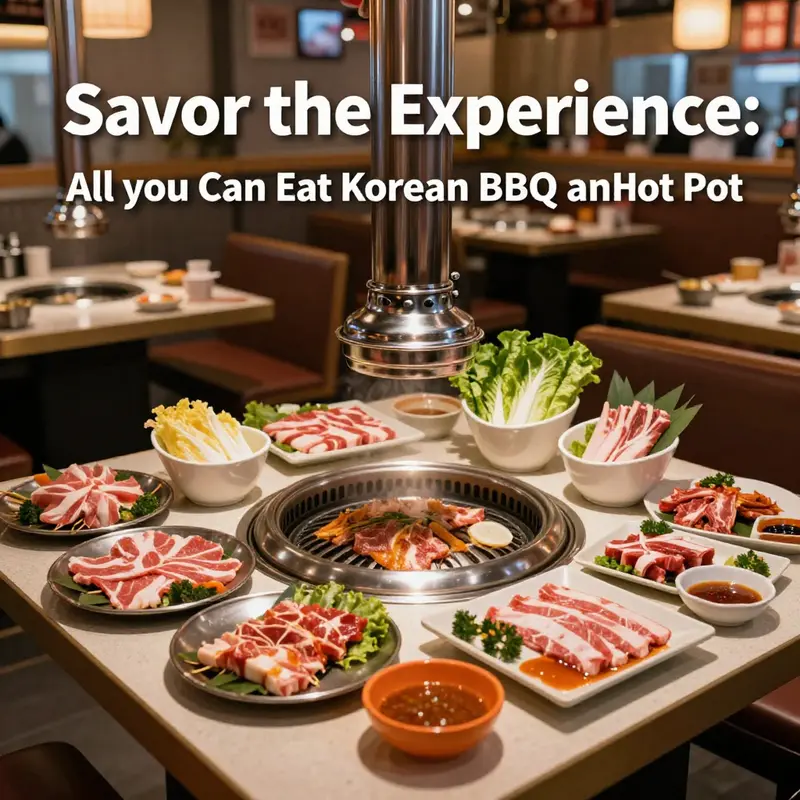 A table filled with diverse ingredients, emphasizing the customizable and interactive dining experience of Korean BBQ and hot pot.