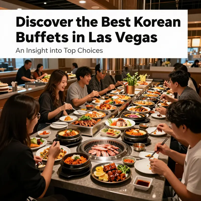 A panoramic view of a Korean buffet filled with a variety of dishes and diners.