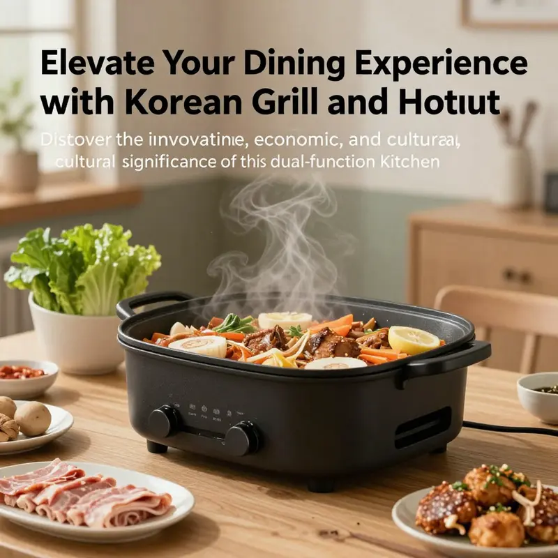 A beautifully presented Korean grill and hotpot in a modern dining setting, symbolizing the essence of communal and innovative dining.