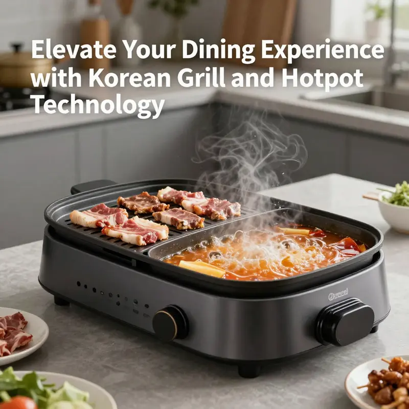 Innovative cooking technology in action: a Korean grill and hotpot offering seamless grilling and simmering.