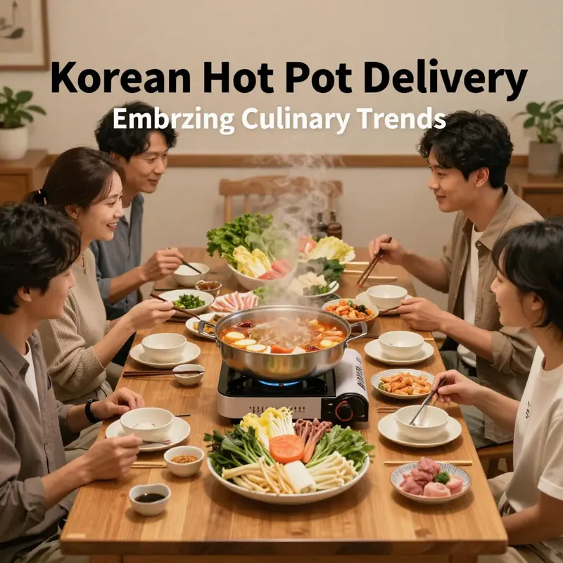 Chefs prepare vibrant ingredients and broth for Korean hot pot delivery, showcasing the freshness and variety of offerings.