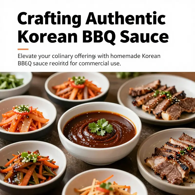 An appealing presentation of grilled meats and Korean BBQ sauce, aimed at enticing customers with authentic flavors.