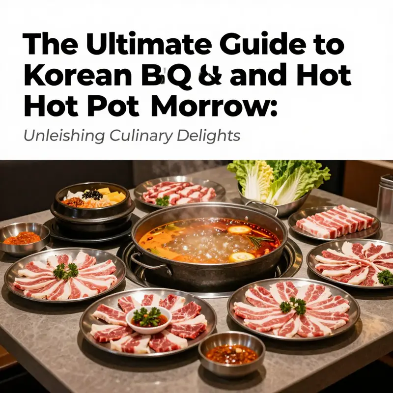 A decorated dining table filled with various ingredients for Korean BBQ and hot pot at KPOT.