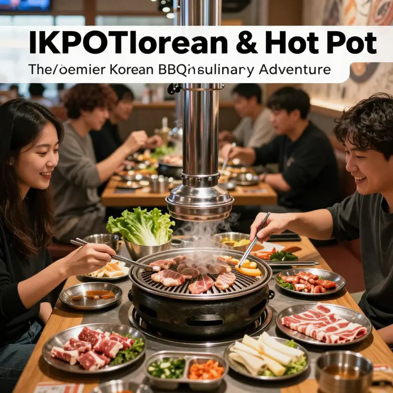 The vibrant dining experience at KPOT Korean BBQ with a lively grill and happy customers.