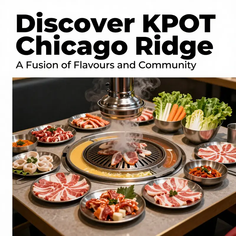 An array of fresh ingredients set for grilling and hot pot cooking at KPOT Chicago Ridge.