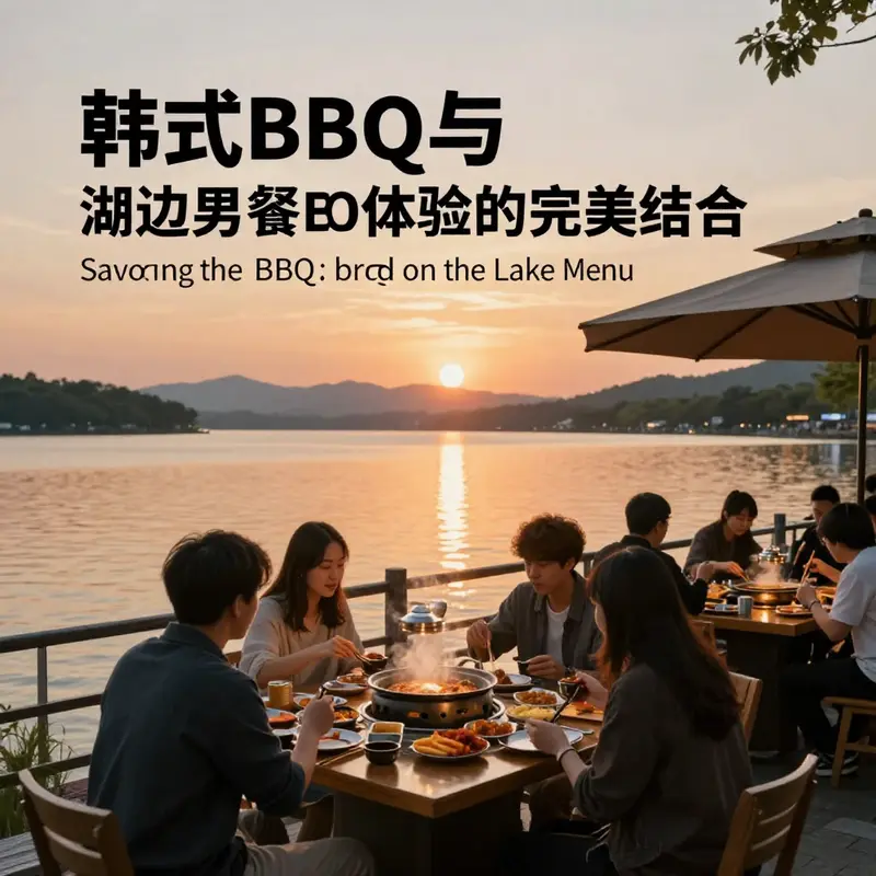 An enticing spread of Korean BBQ dishes ready to be enjoyed lakeside.