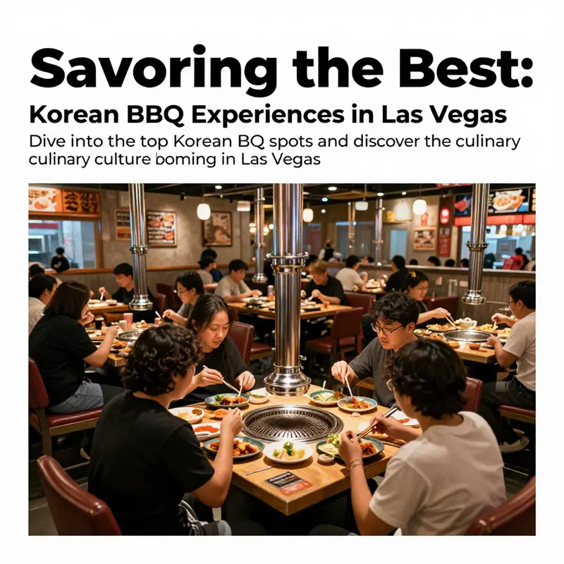 A busy Korean BBQ restaurant in Las Vegas displaying a vibrant scene of people grilling and enjoying their food.