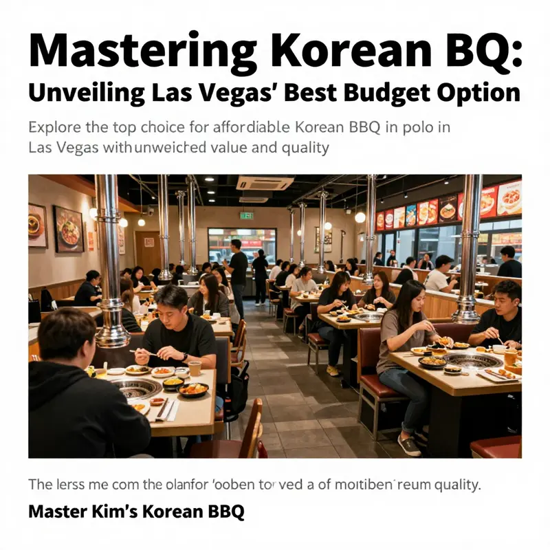 A lively Korean BBQ restaurant scene with diners excitedly enjoying their meals at Master Kim's.