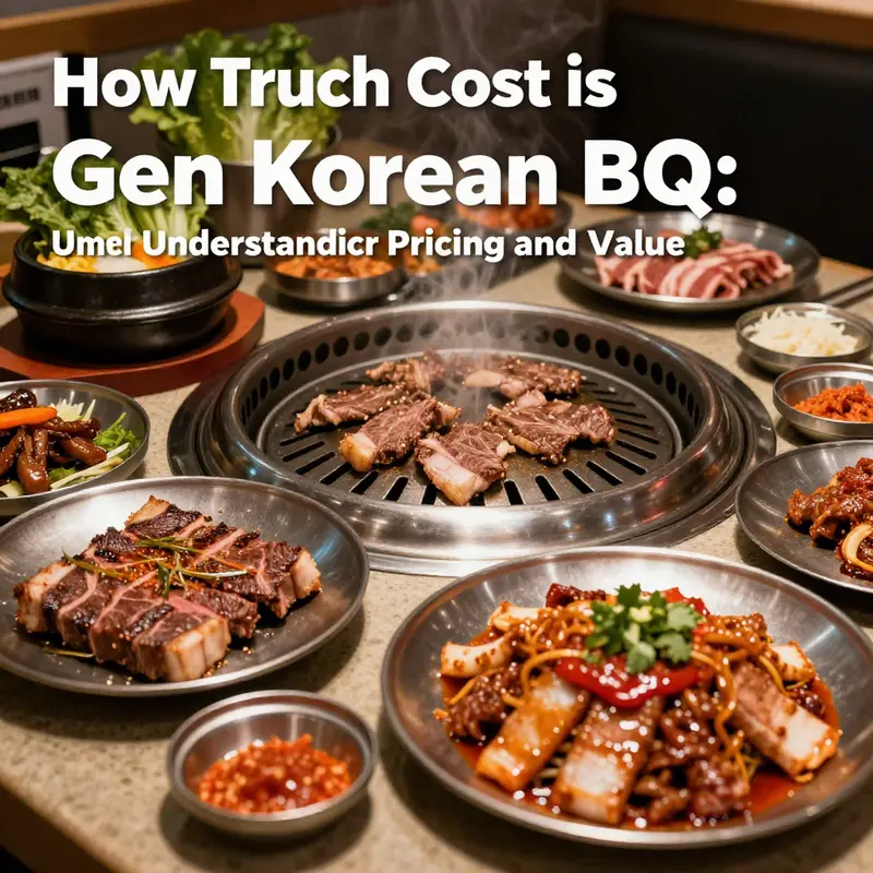 A detailed infographic outlining the pricing for lunch and dinner at Gen Korean BBQ.