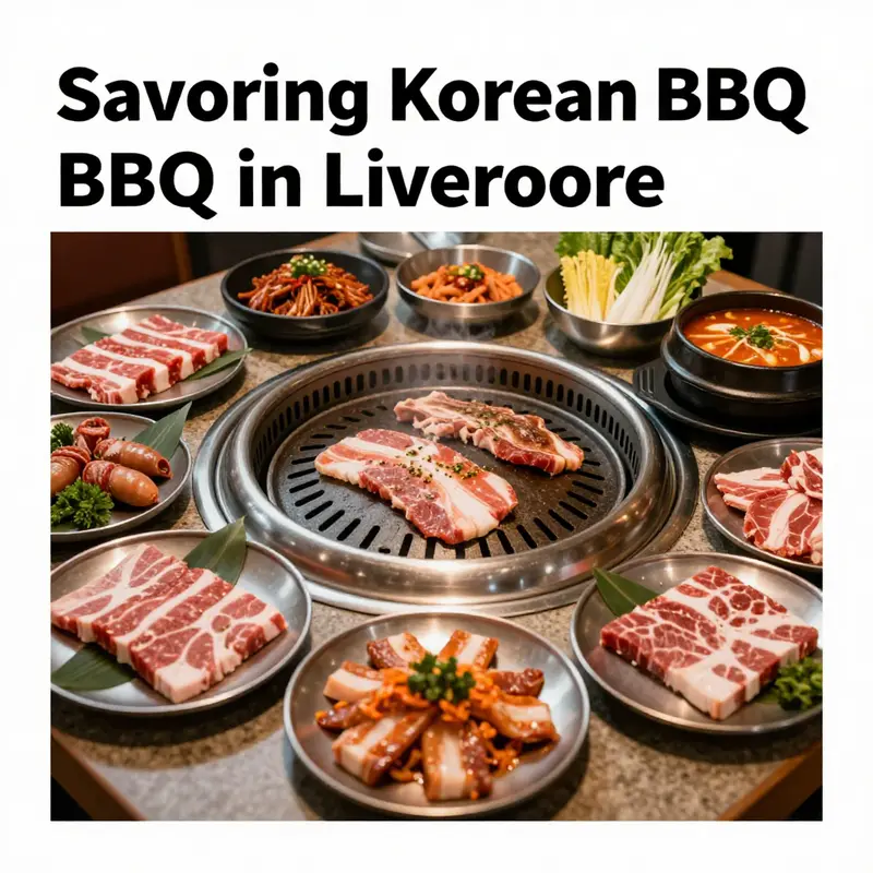 A lively Korean BBQ restaurant in Livermore, where patrons enjoy grilling their selections together.