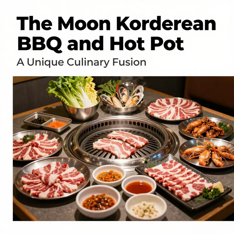 Diners enjoying the interactive experience of grilling meats and simmering broth at The Moon Korean BBQ and Hotpot.