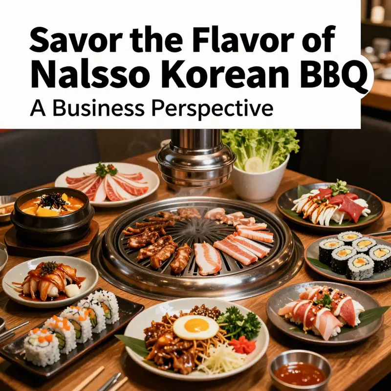 A colorful display of Korean BBQ and sushi on a dining table, appealing to patrons looking for an immersive culinary experience.