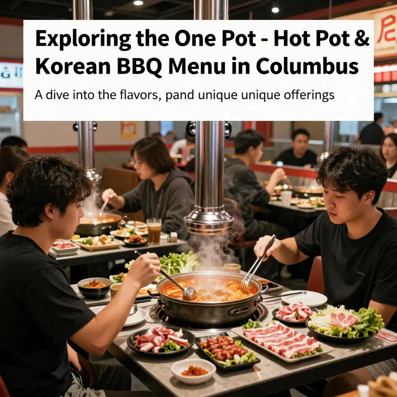 A bustling dining scene at One Pot restaurant, showcasing customers engaging in hot pot and Korean BBQ meals.