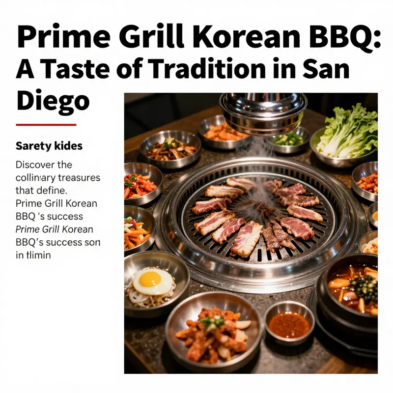 A tempting spread of Korean BBQ dishes at Prime Grill, featuring freshly grilled meats and colorful sides.
