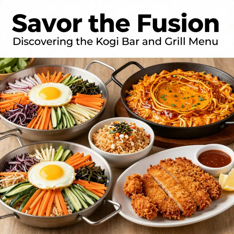 An array of iconic dishes from Kogi Bar and Grill showcasing the best of Korean and Japanese culinary traditions.