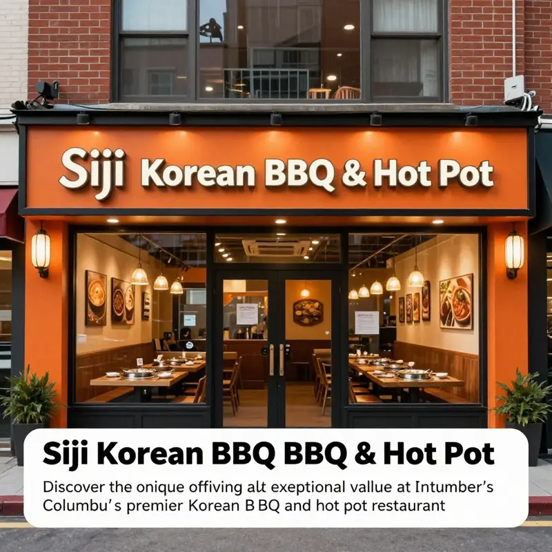 The exterior view of Siji Korean BBQ & Hot Pot, showcasing its welcoming and modern architectural design.