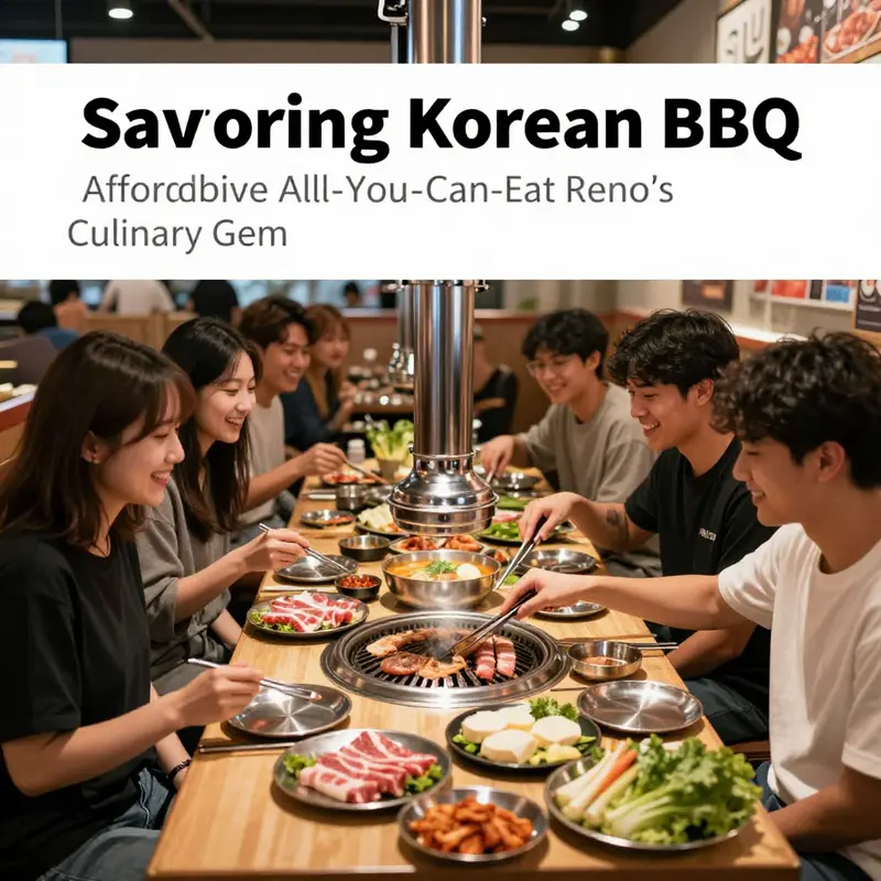 Diners enjoying an authentic Korean BBQ experience at Ijji 4, featuring marinated meats and fresh side dishes.