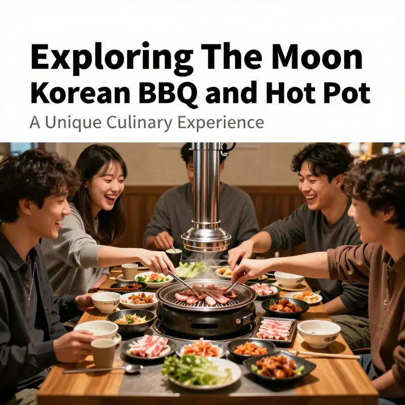 A diverse spread of grilled meats and fresh ingredients at The Moon, showcasing the unique fusion of Korean BBQ and hotpot.