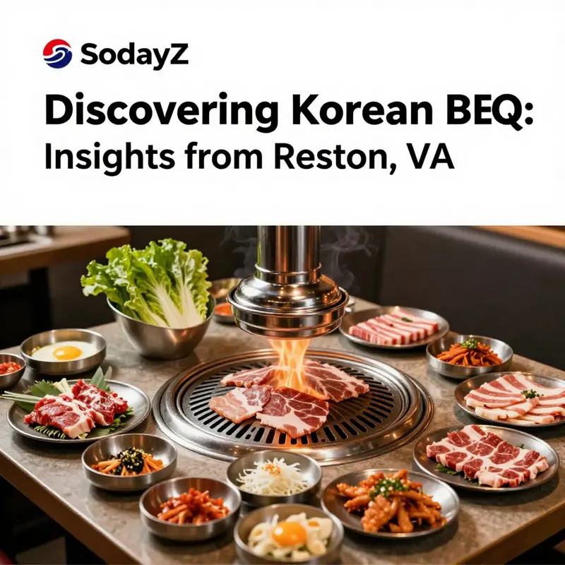 A lively Korean BBQ table at SodayZ, featuring an array of delicious options for diners in Reston.