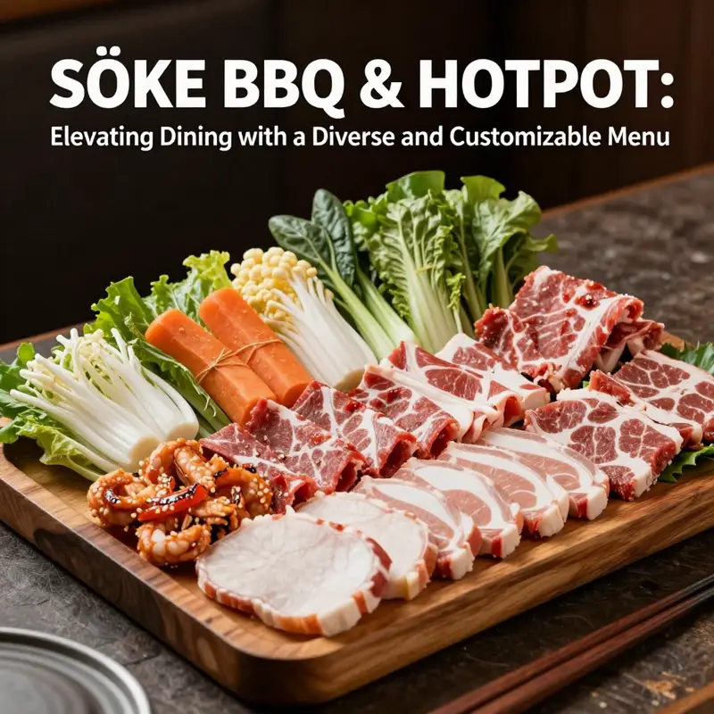 Diverse selection of fresh ingredients for BBQ and hot pot at SŌKE.