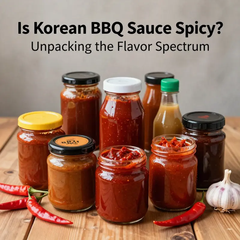 An assortment of Korean BBQ sauces highlighting the spicy elements from gochujang to fresh chilies.