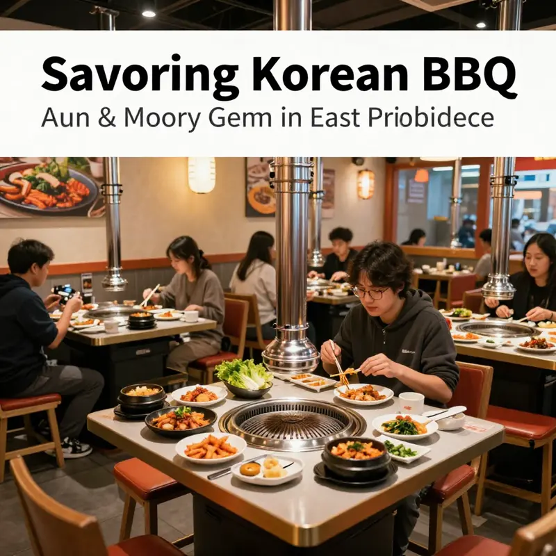 Diners enjoying a traditional Korean BBQ experience at Sun & Moon Restaurant in East Providence.