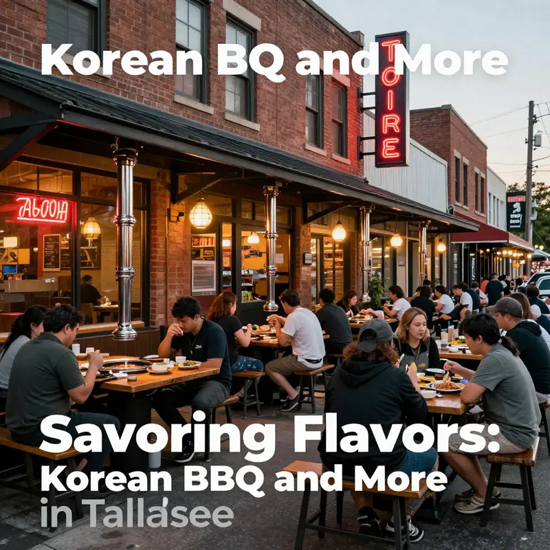 A bustling Korean BBQ restaurant scene in Tallahassee, showcasing the local dining culture.