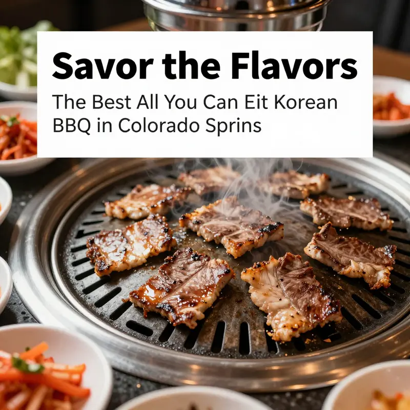 An array of marinated meats and banchan at an All You Can Eat Korean BBQ restaurant in Colorado Springs.