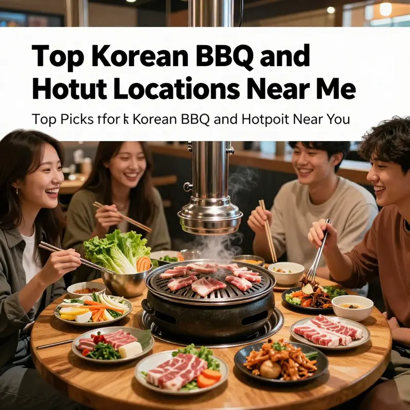 Enjoying delicious Korean BBQ and hotpot in a lively atmosphere with friends.