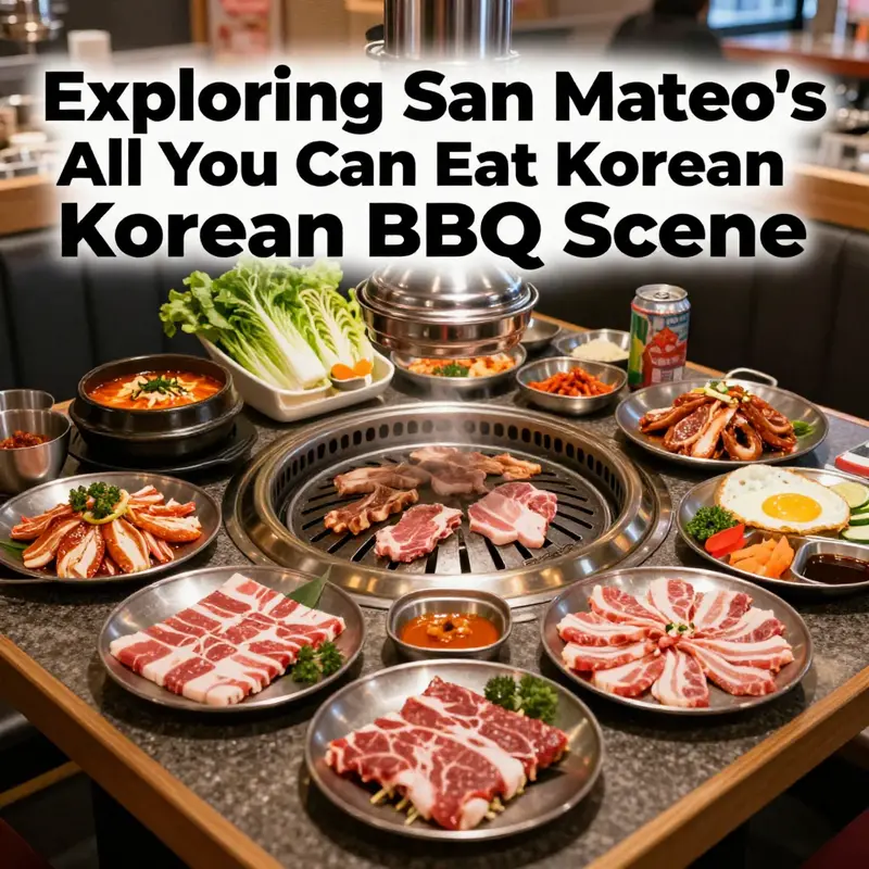 An array of delectable meats and sides represents the top Korean BBQ offerings in San Mateo.