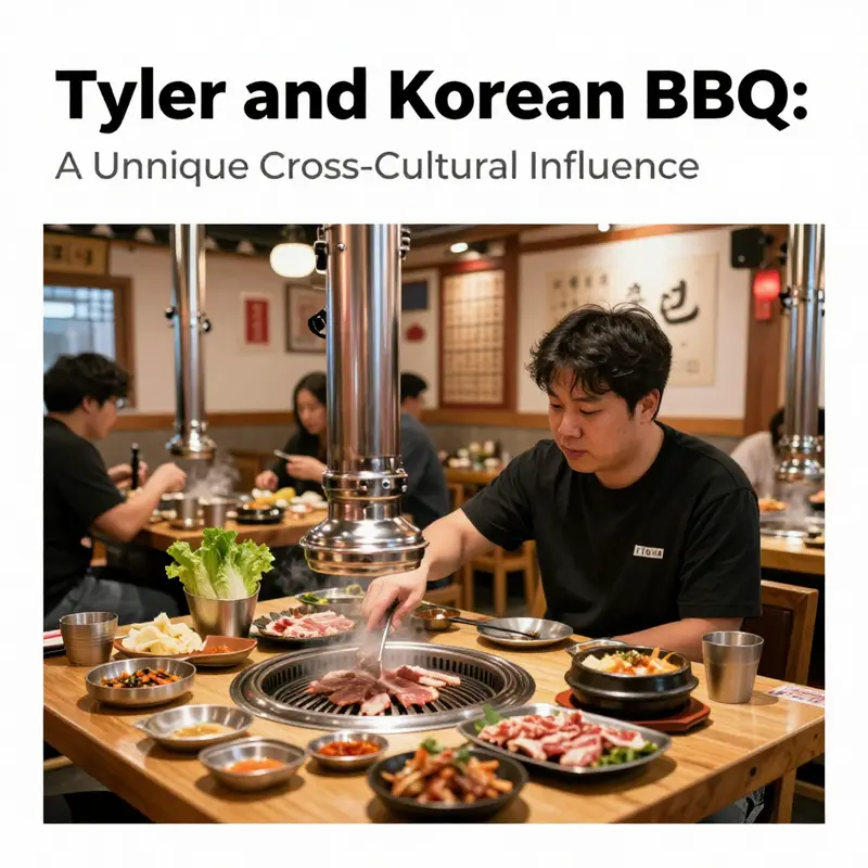 Tyler Rasch enjoying the immersive experience of Korean BBQ, bridging cultures through cuisine.