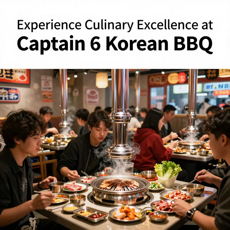 Guests enjoy a lively dining experience at Captain 6, grilling premium meats in an inviting atmosphere.