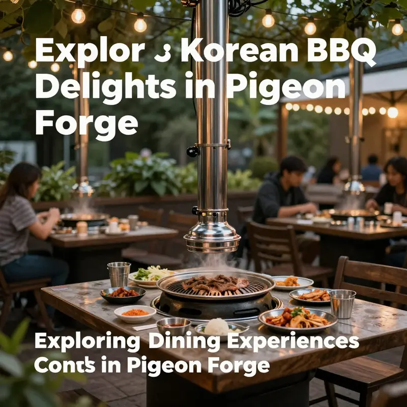 Diners enjoying the interactive experience of grilling their own meals at a Korean BBQ restaurant near Pigeon Forge.
