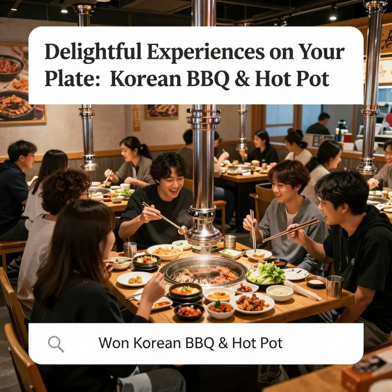 A lively dining environment at Won Korean BBQ & Hot Pot with customers enjoying their meals.